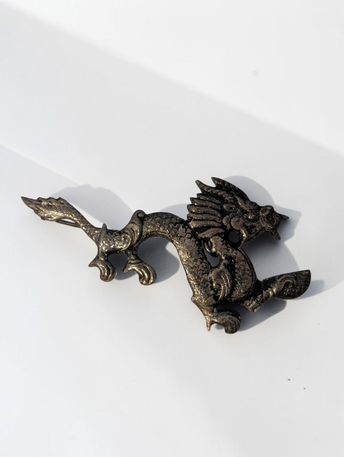 Vintage Dragon Pewter Brooch