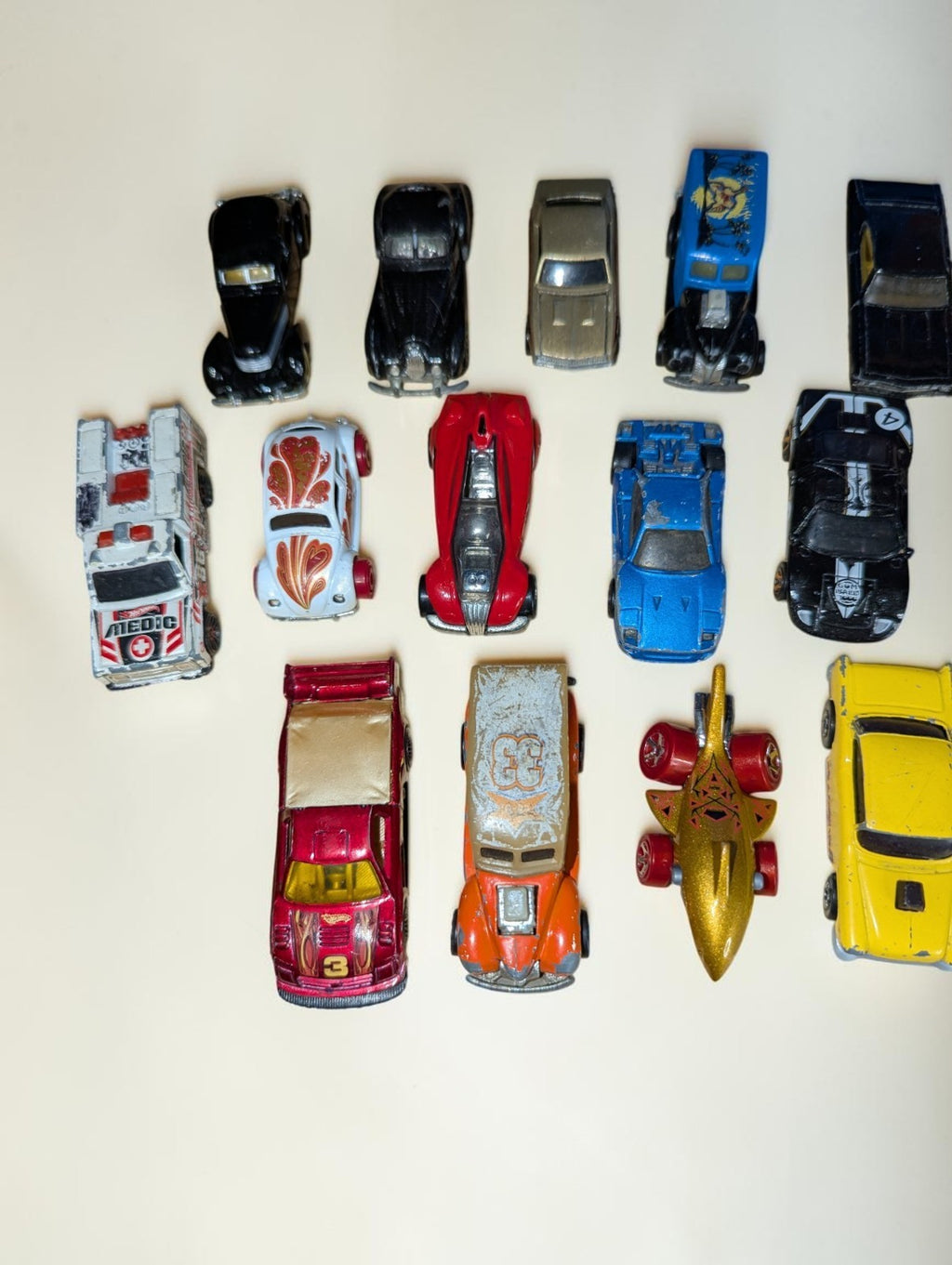 1997 Hot Wheels Storage Case with 32 Vintage Hot Wheels Cars (1970s-1999) Lot