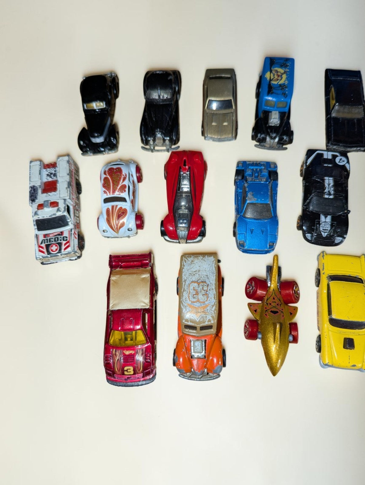 1997 Hot Wheels Storage Case with 32 Vintage Hot Wheels Cars (1970s-1999) Lot