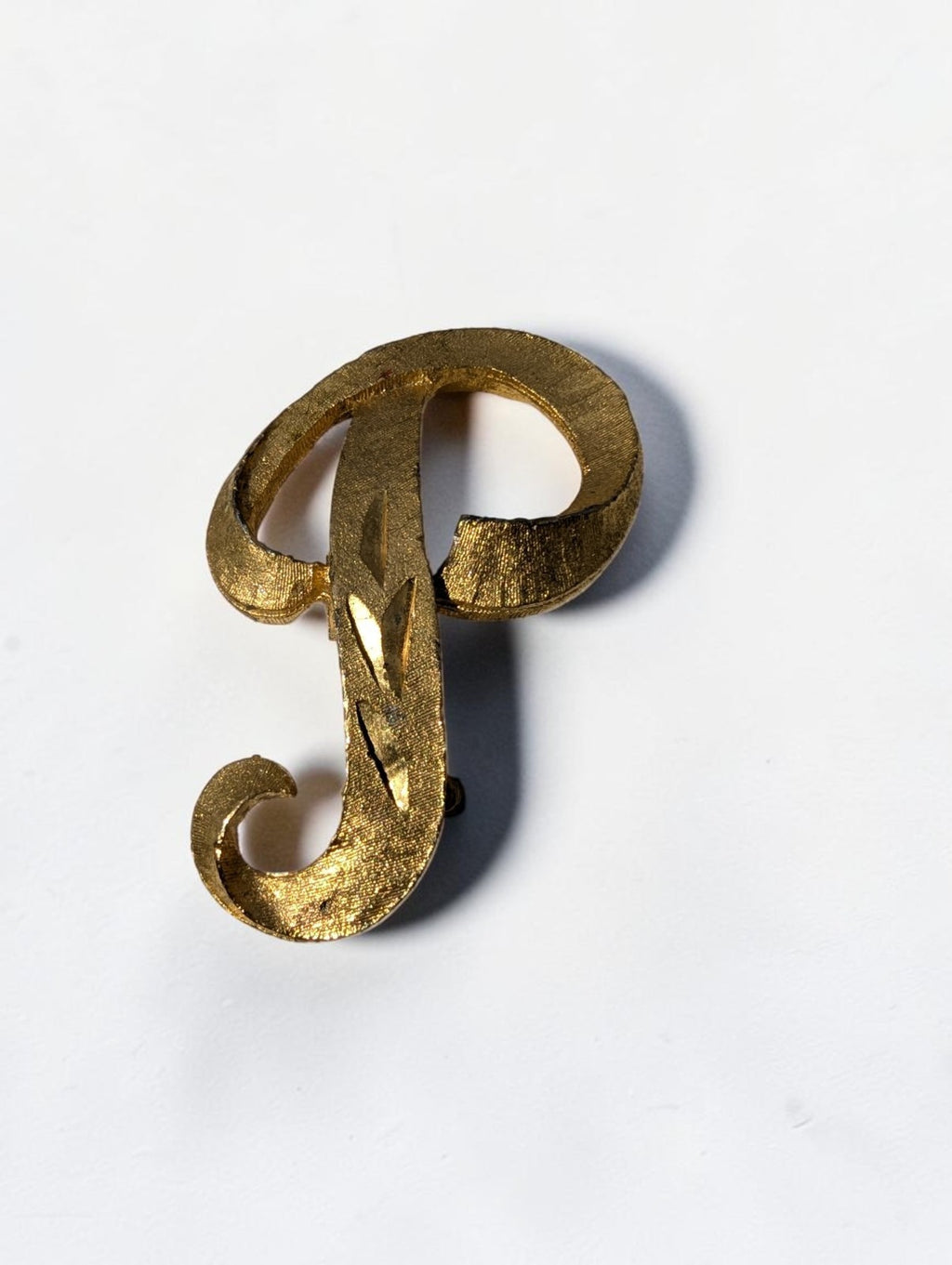 Vintage Mamselle Gold Tone Initial Brooch P