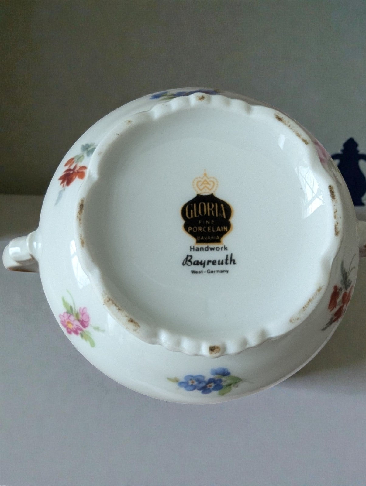 Vintage 22K Gold Bayreuth Gloria Fine Porcelain Coffee Set-Pot, Sugar, Creamer