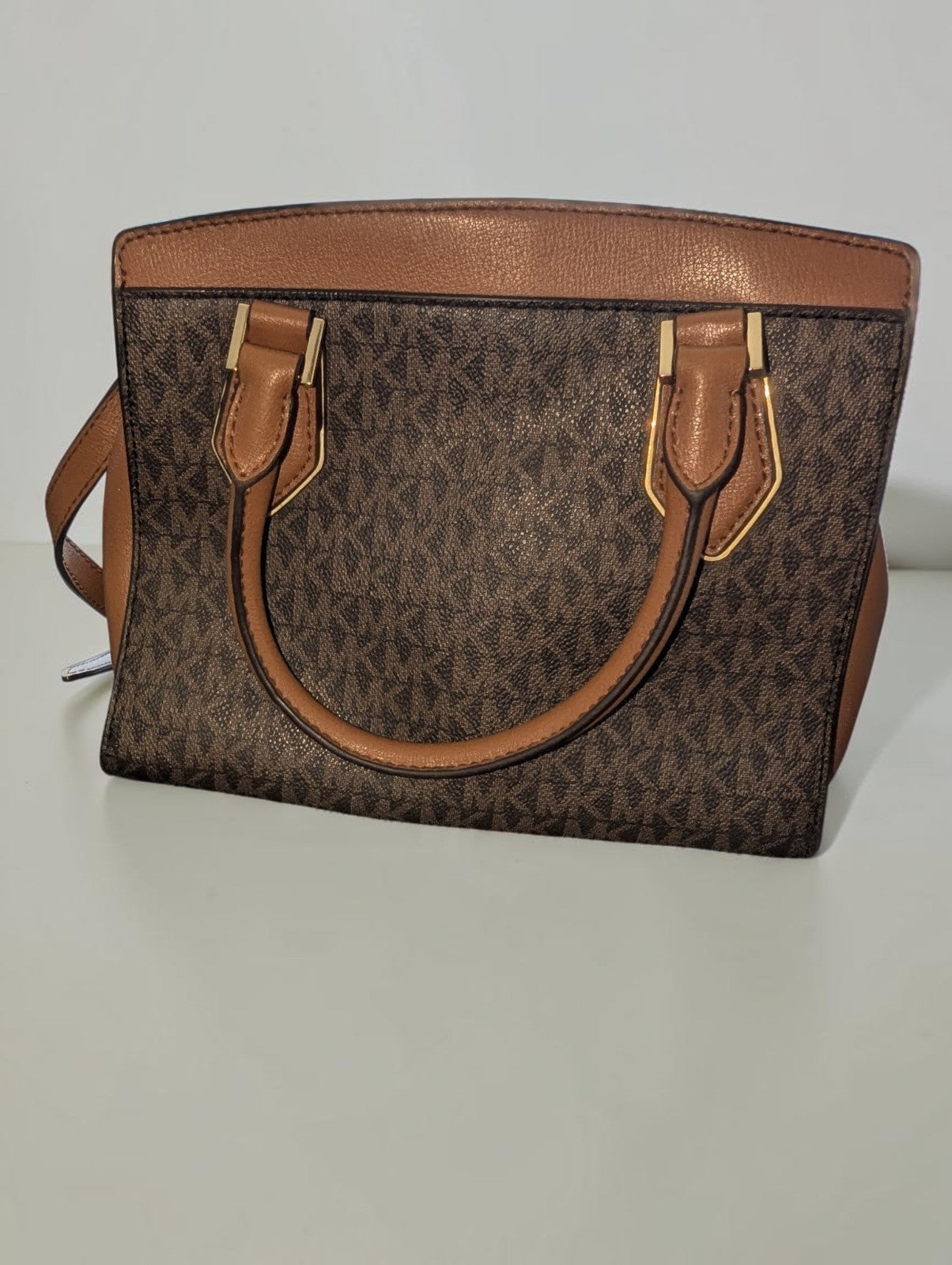 Michael Kors Mott Medium Messenger Satchel Bag, Brown Signature Print