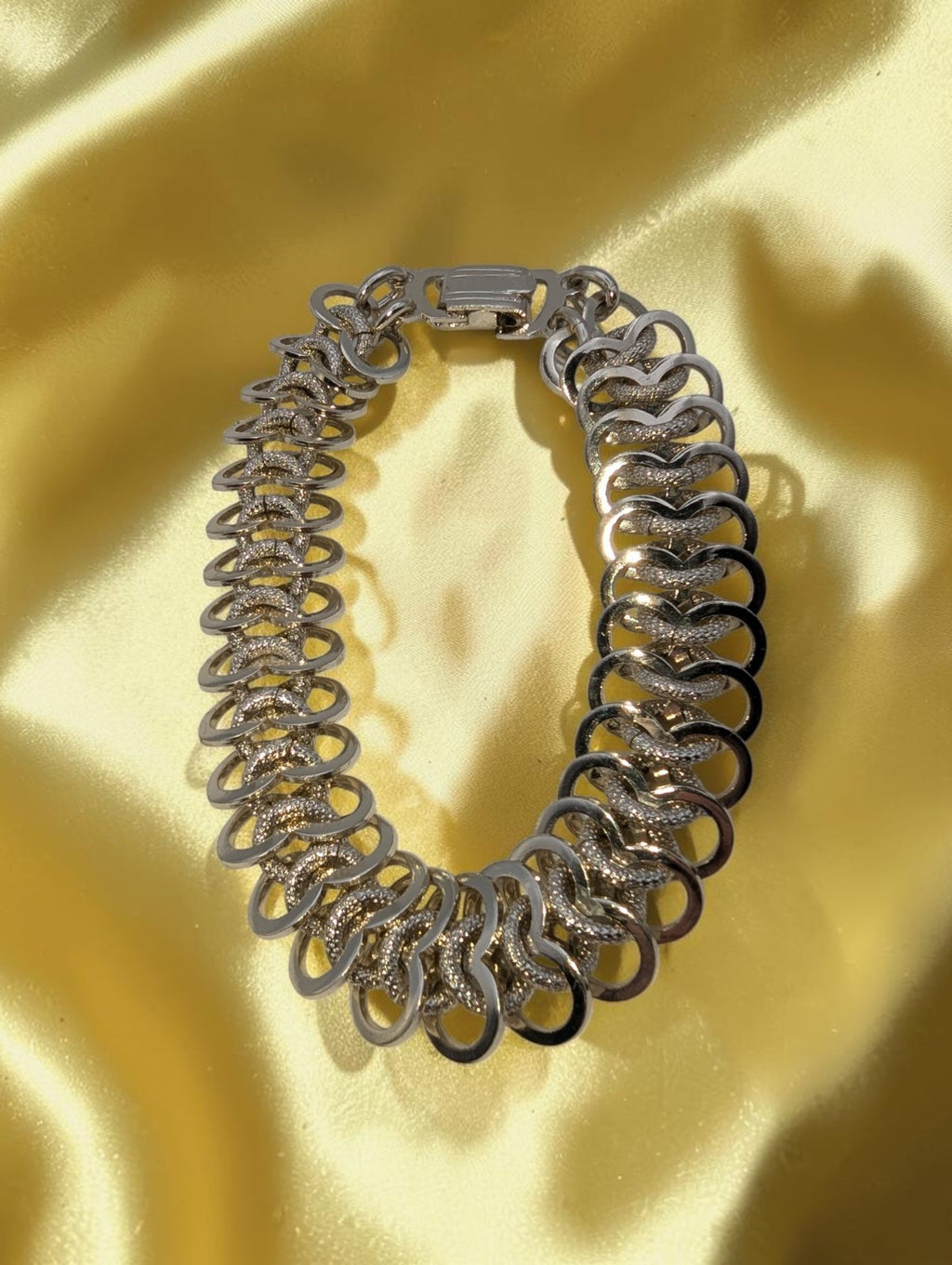 Vintage Signed Made in Germany Silver Flat Weave Bracelet, 8"