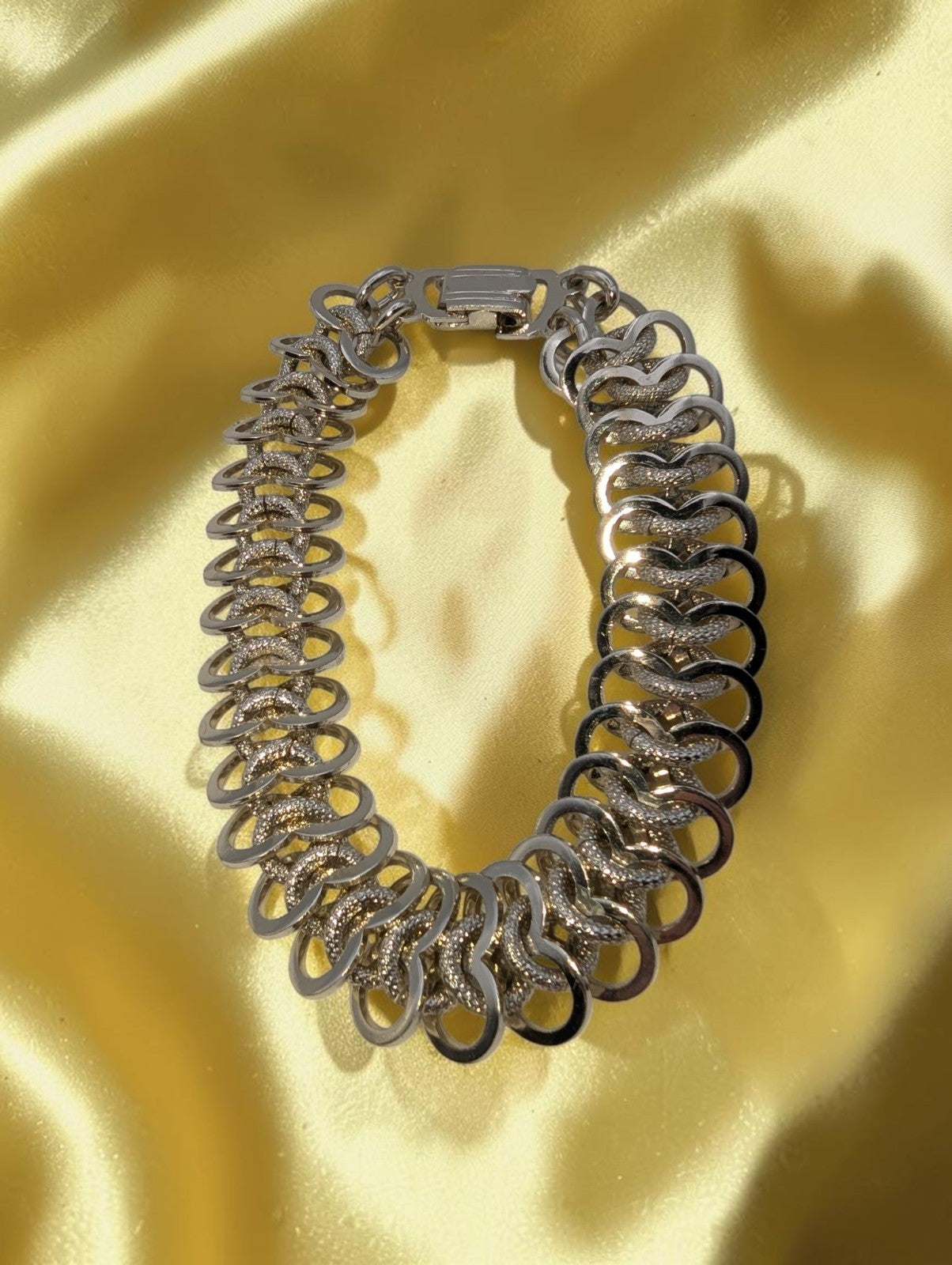 Vintage Signed Made in Germany Silver Flat Weave Bracelet, 8"
