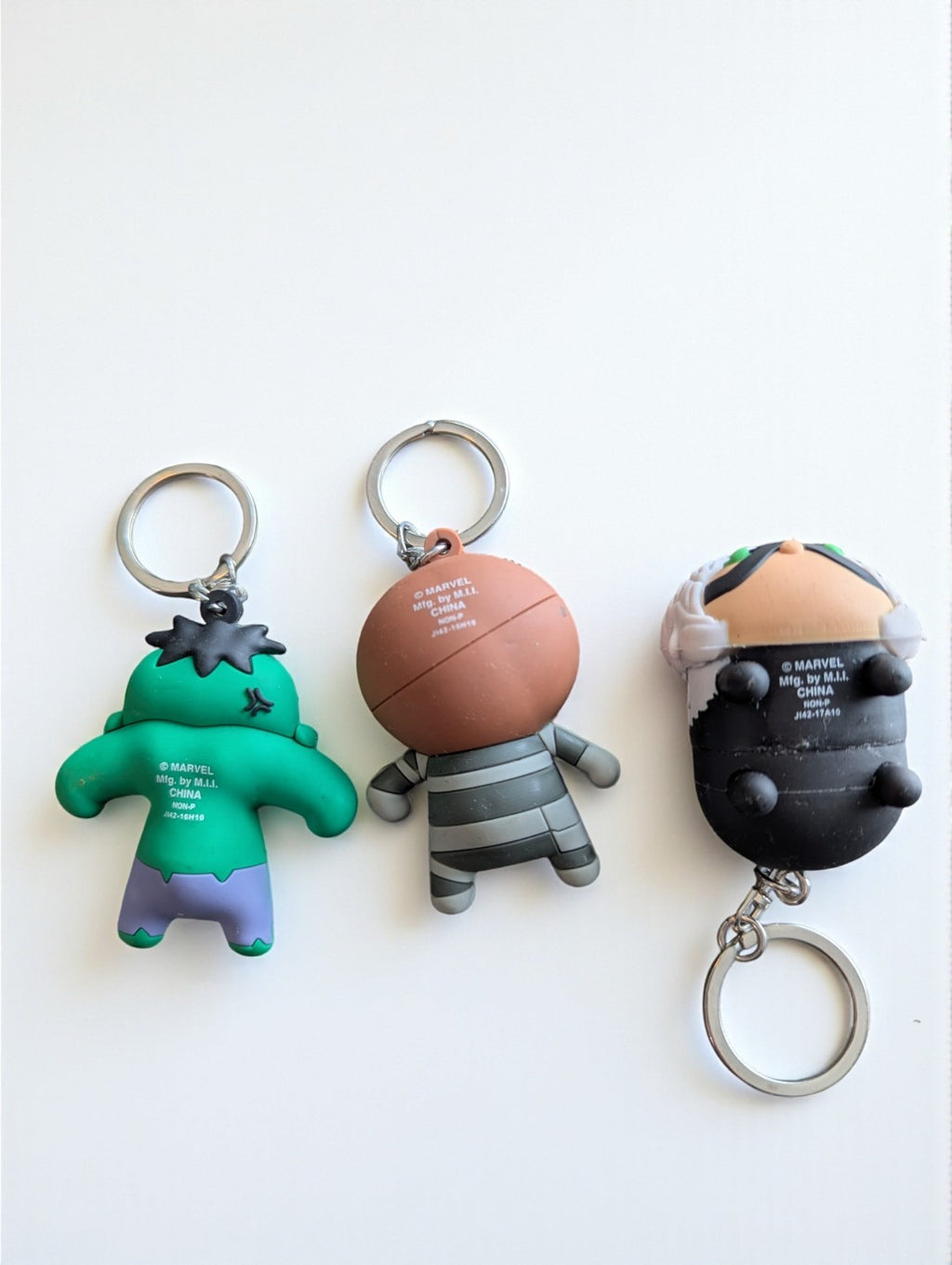(3) Marvel 3D Keychains, Lot of 3 Nick Fury, Tsum Tsum Black Cat, Hulk