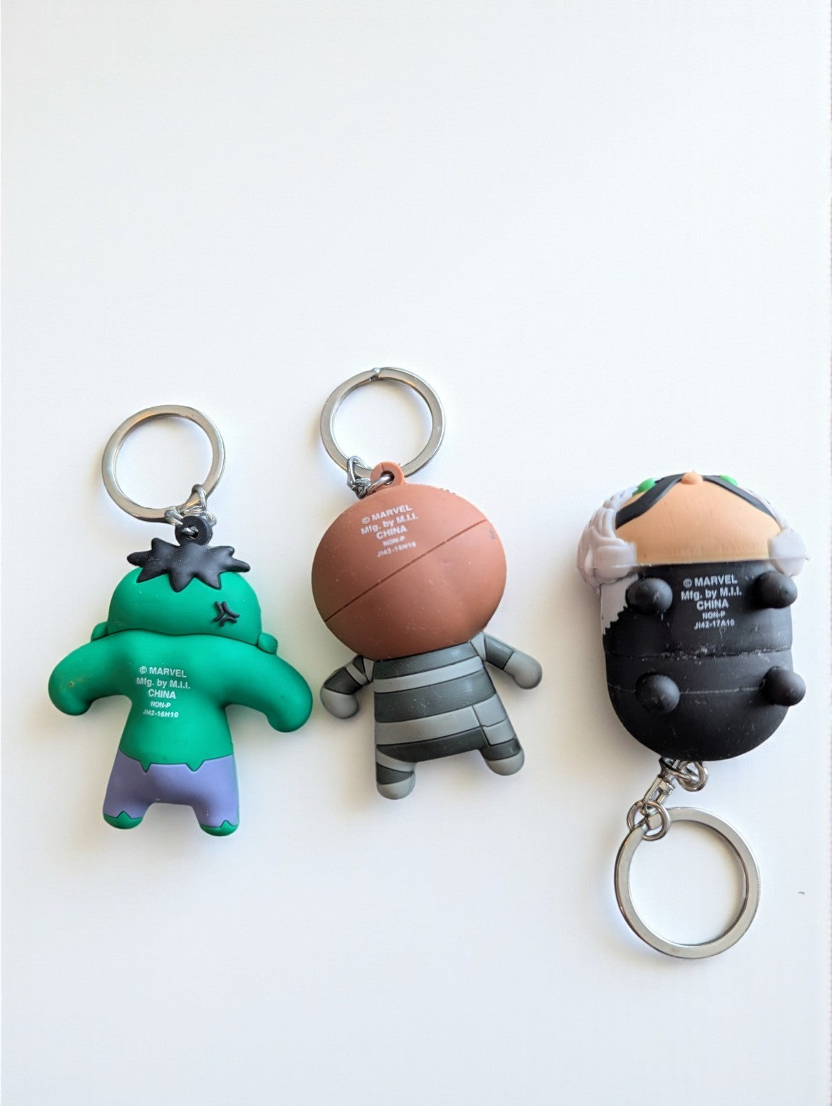 (3) Marvel 3D Keychains, Lot of 3 Nick Fury, Tsum Tsum Black Cat, Hulk