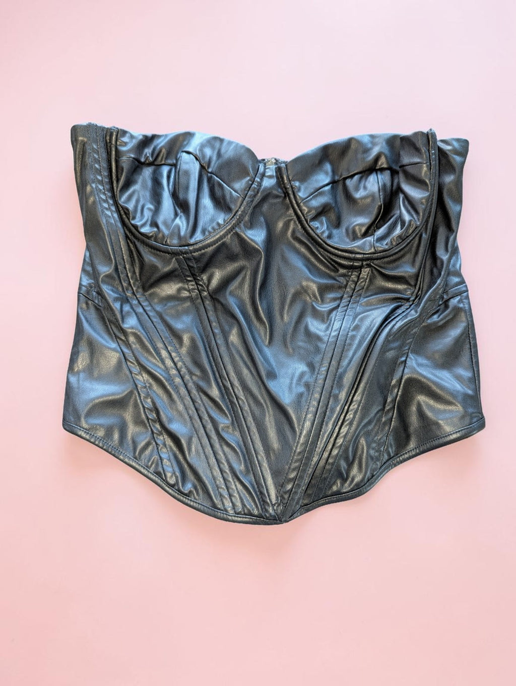 Fashion Nova Faux Leather Corset Top Set of 2, Black and Red, Size XL