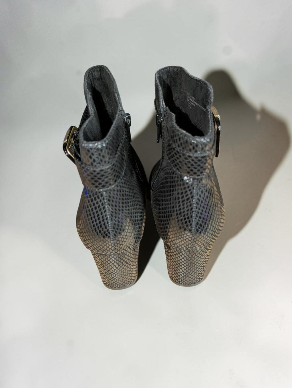 Karen Scott Ivvy Mixed Media Booties Black Faux Suede and Snakeskin, Size 10.5