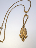 Vintage 1960s Lavalier Necklace Signed ART, Florentine Style, Gold-Tone 20"