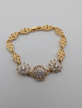 High Quality CZ Flower Gold Plated Bracelet, 7"