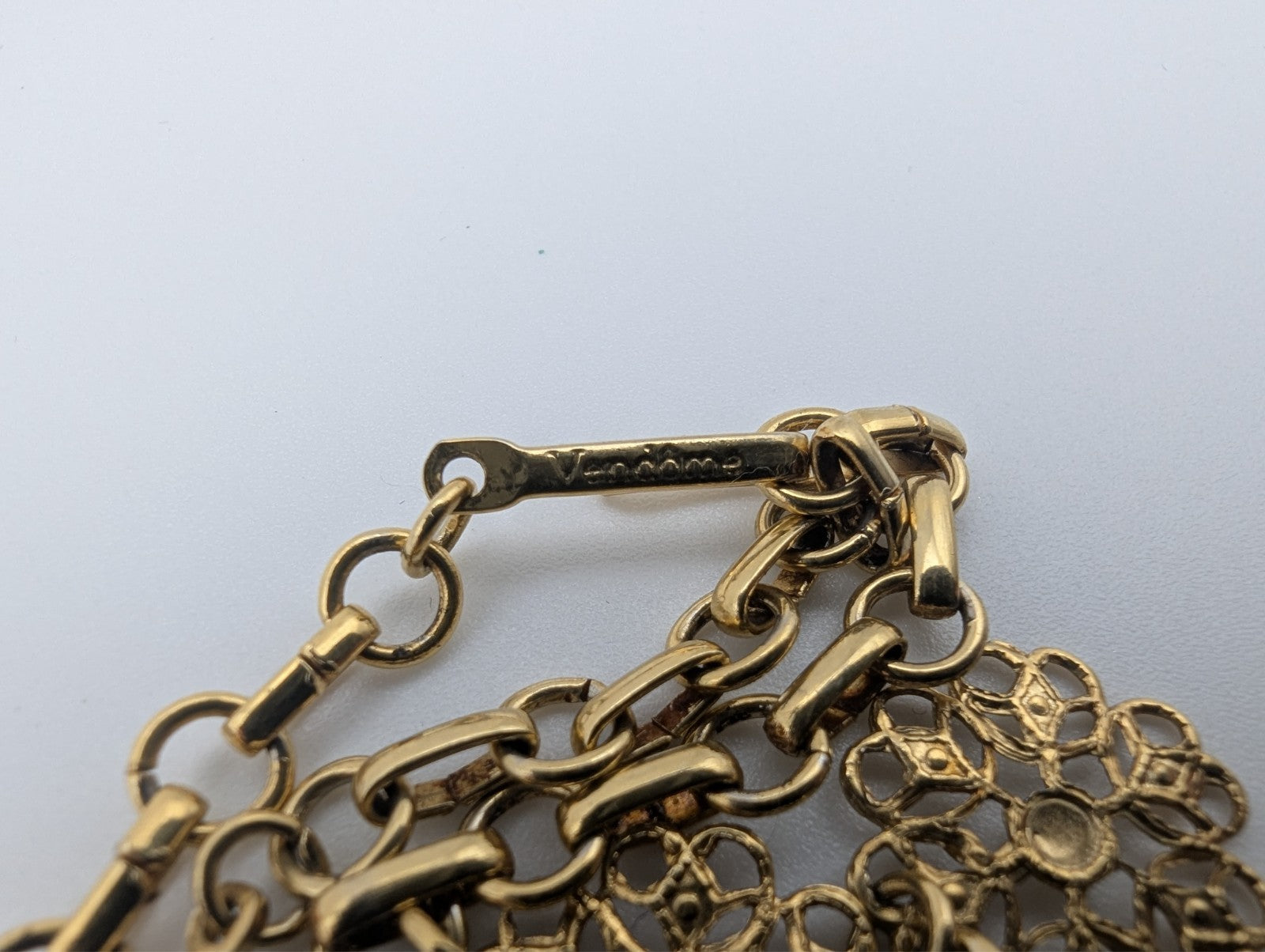 Vintage Vendome Floral Gold Plated Chain Necklace