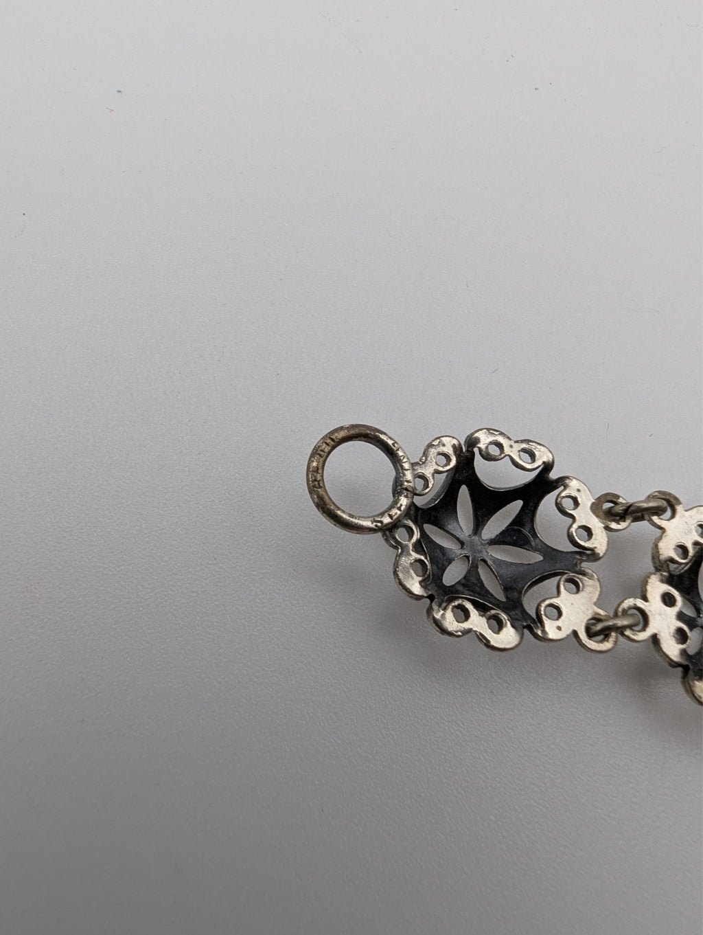 Antique Filigree Sterling Silver Chain Bracelet, 7"