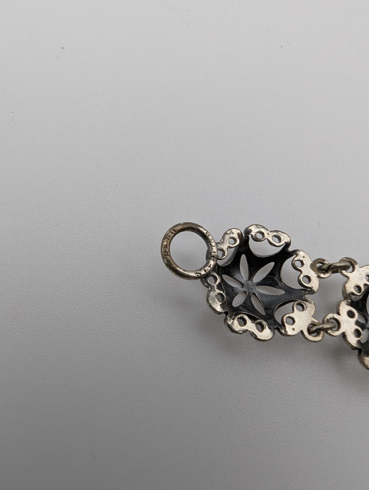 Antique Filigree Sterling Silver Chain Bracelet, 7"