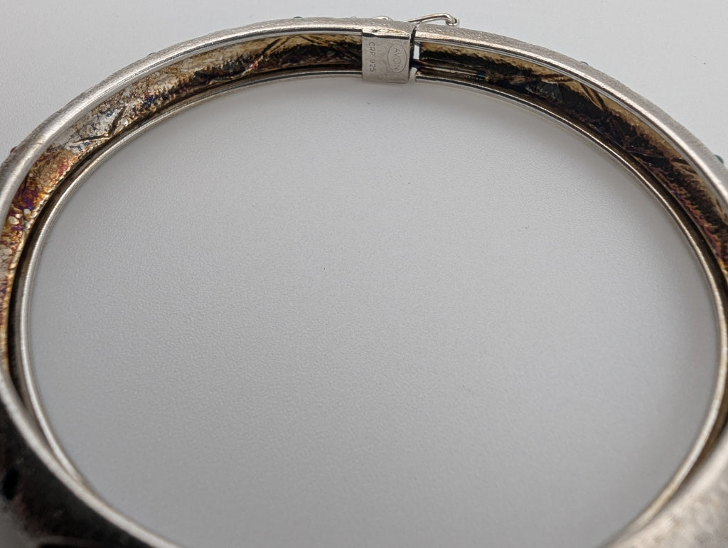 Vintage Avon sterling silver 925 bangle bracelet and matching hoop earrings set