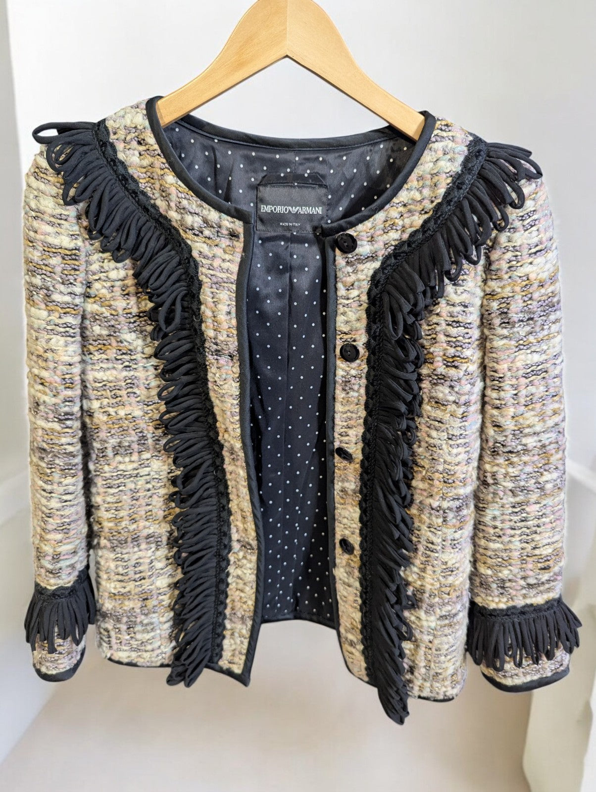 Emporio Armani MultiColor Tweed Button Front Jacket- Size 36, Medium 8/10