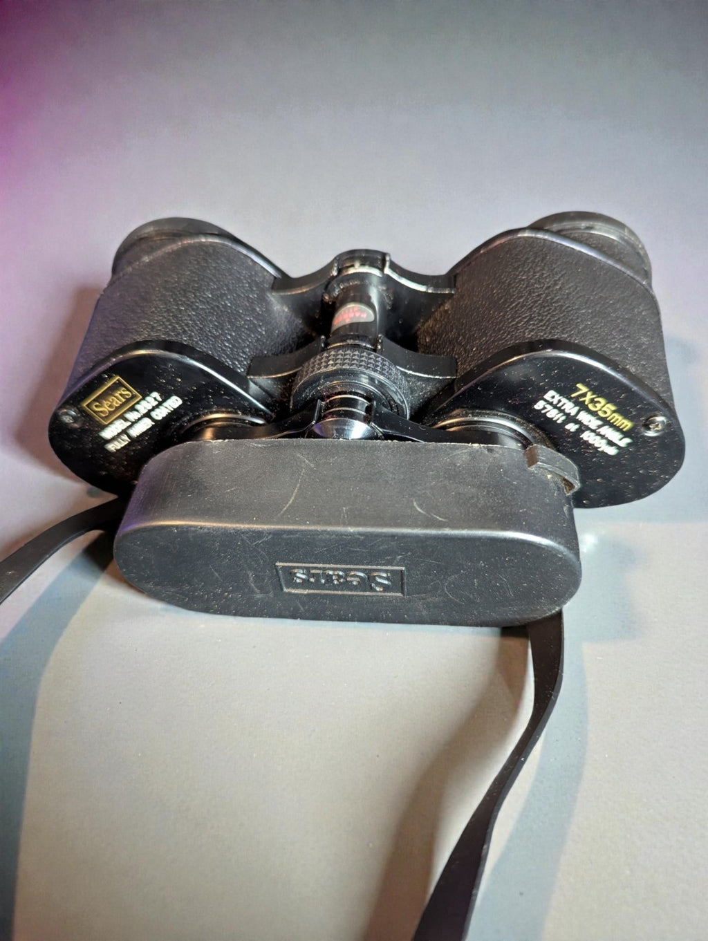 Vintage Sears Binoculars Model# 2527, 7x35mm amber-coated lenses, Case included