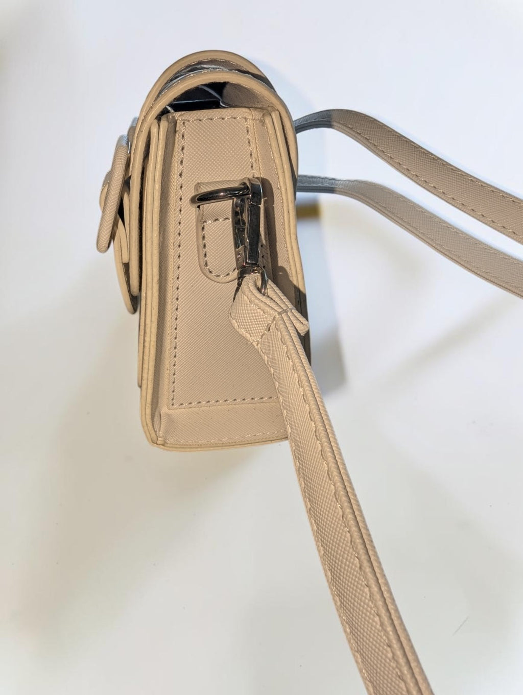 White Faux Leather Graffiti Crossbody Bag, Adjustable Strap