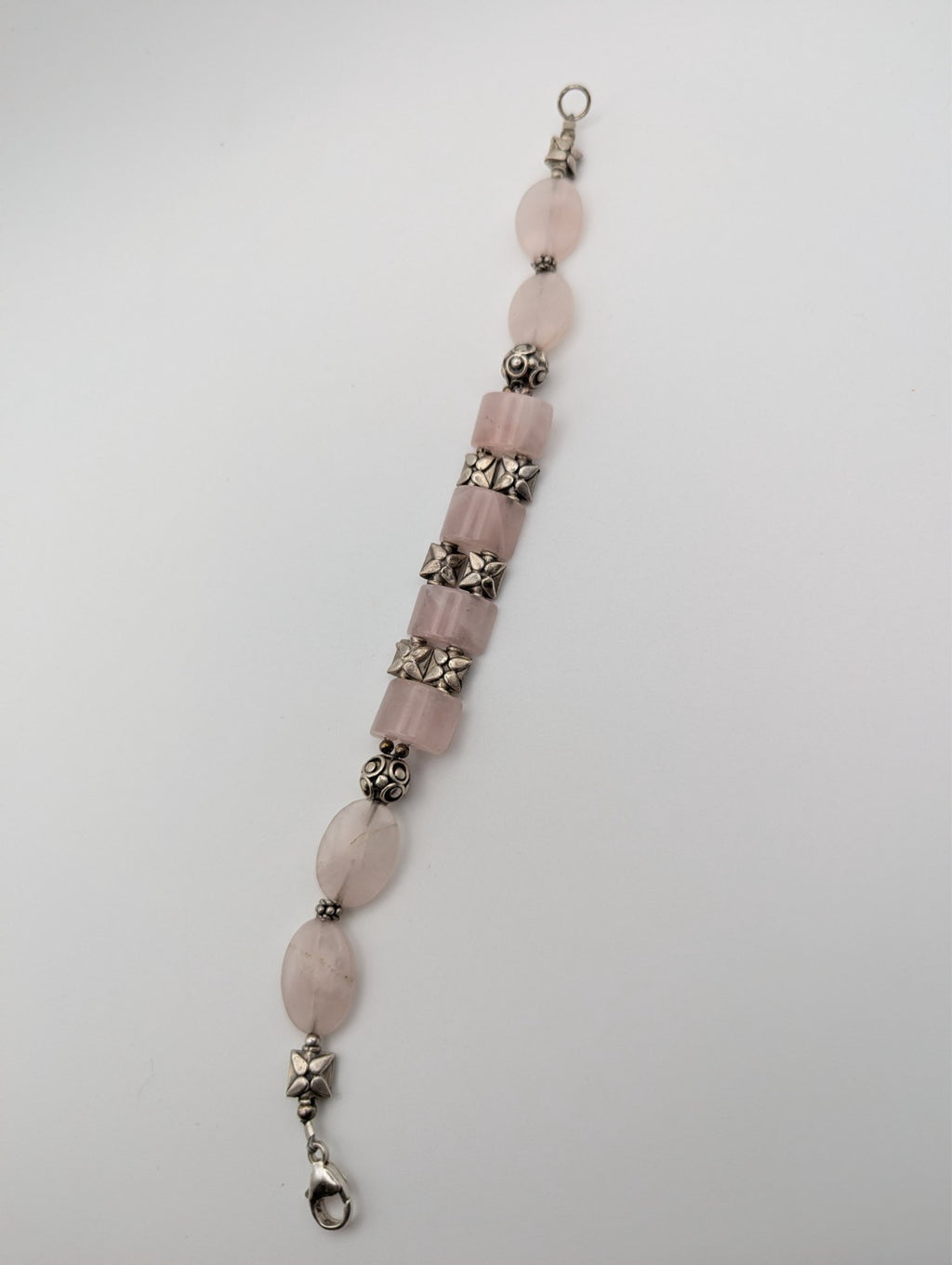 8" Rose Quartz Link Bracelet with 925 Clasp