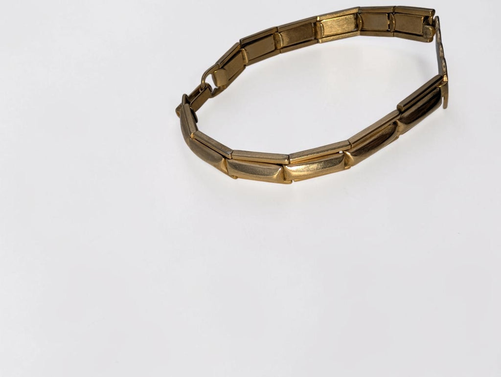Vintage Gold Tone Expansion Sweatheart Bracelet, Double Hearts, Size 7"