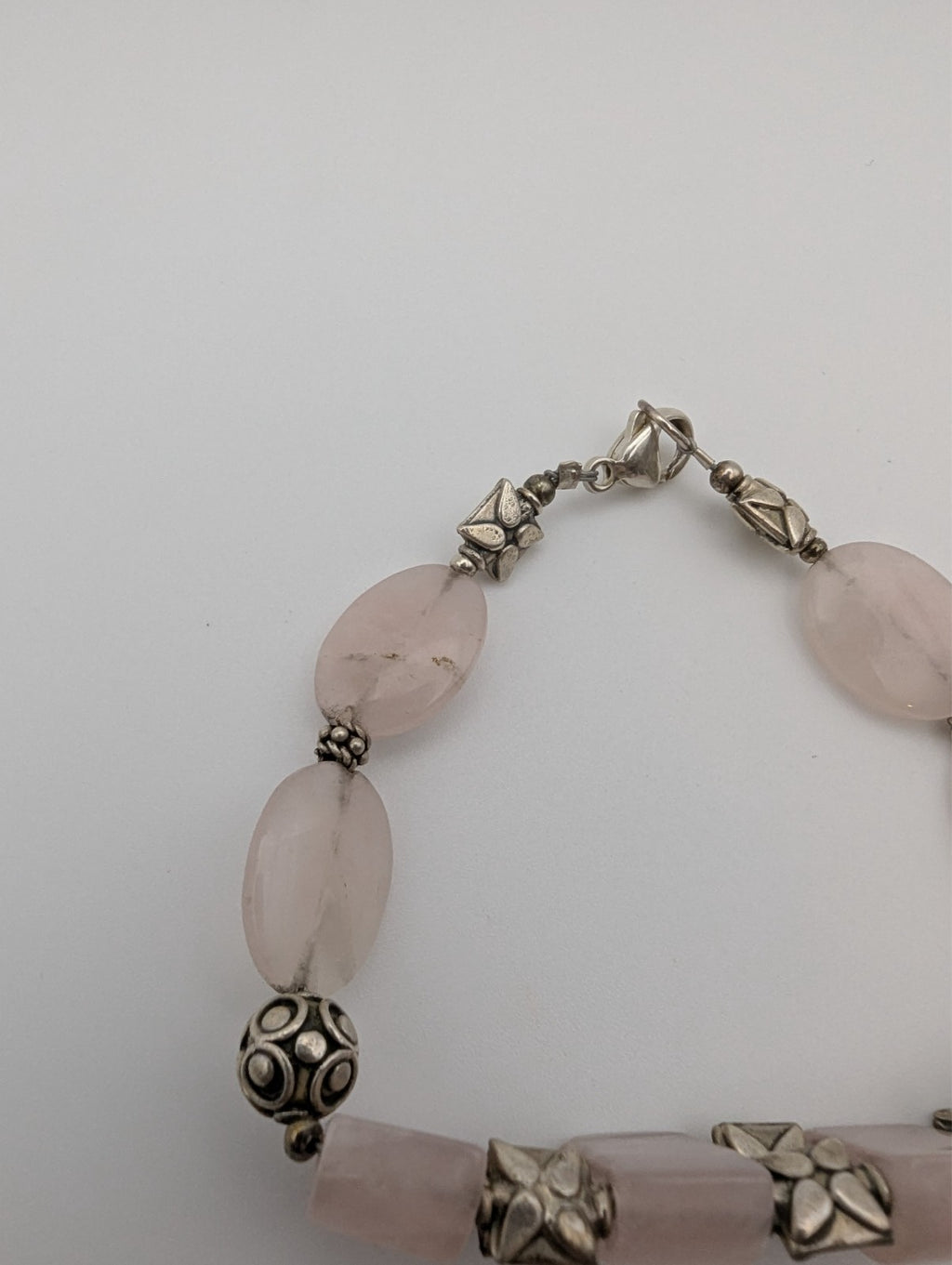 8" Rose Quartz Link Bracelet with 925 Clasp