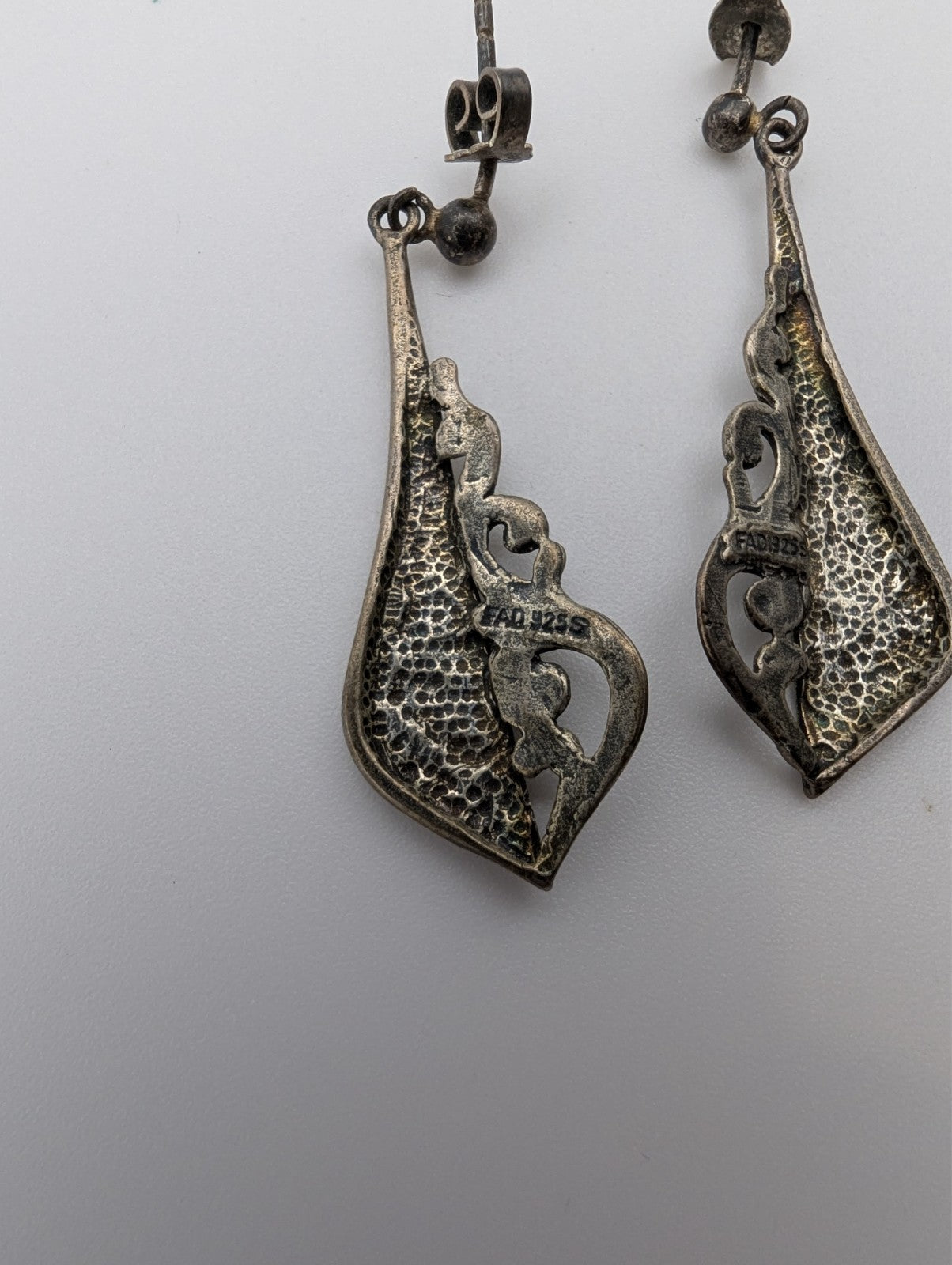 80s Victorian Revival 925 Earrings, 925 Silver Earrings
