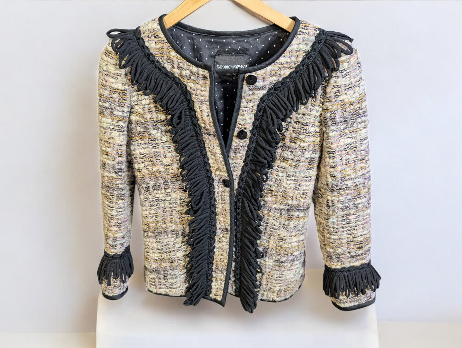 Emporio Armani MultiColor Tweed Button Front Jacket- Size 36, Medium 8/10