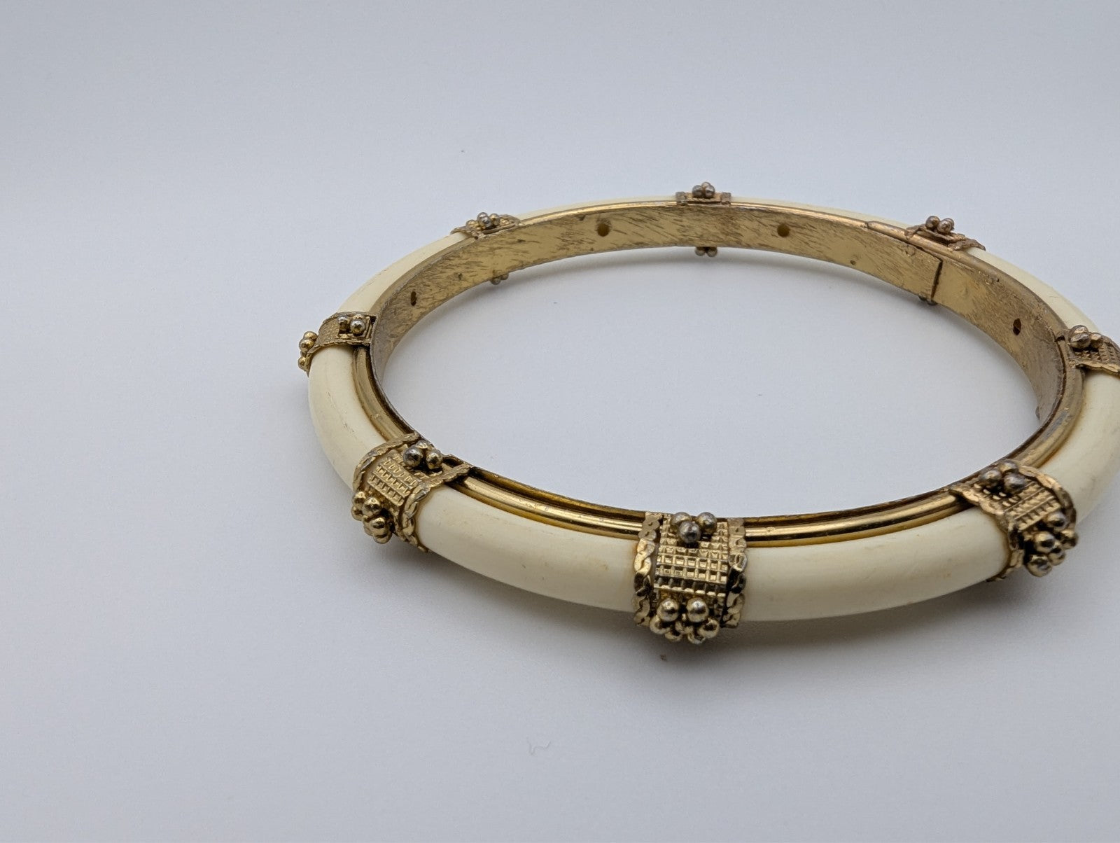 Pair of 2 Vintage Gold-Tone Bangle Bracelets, 9"