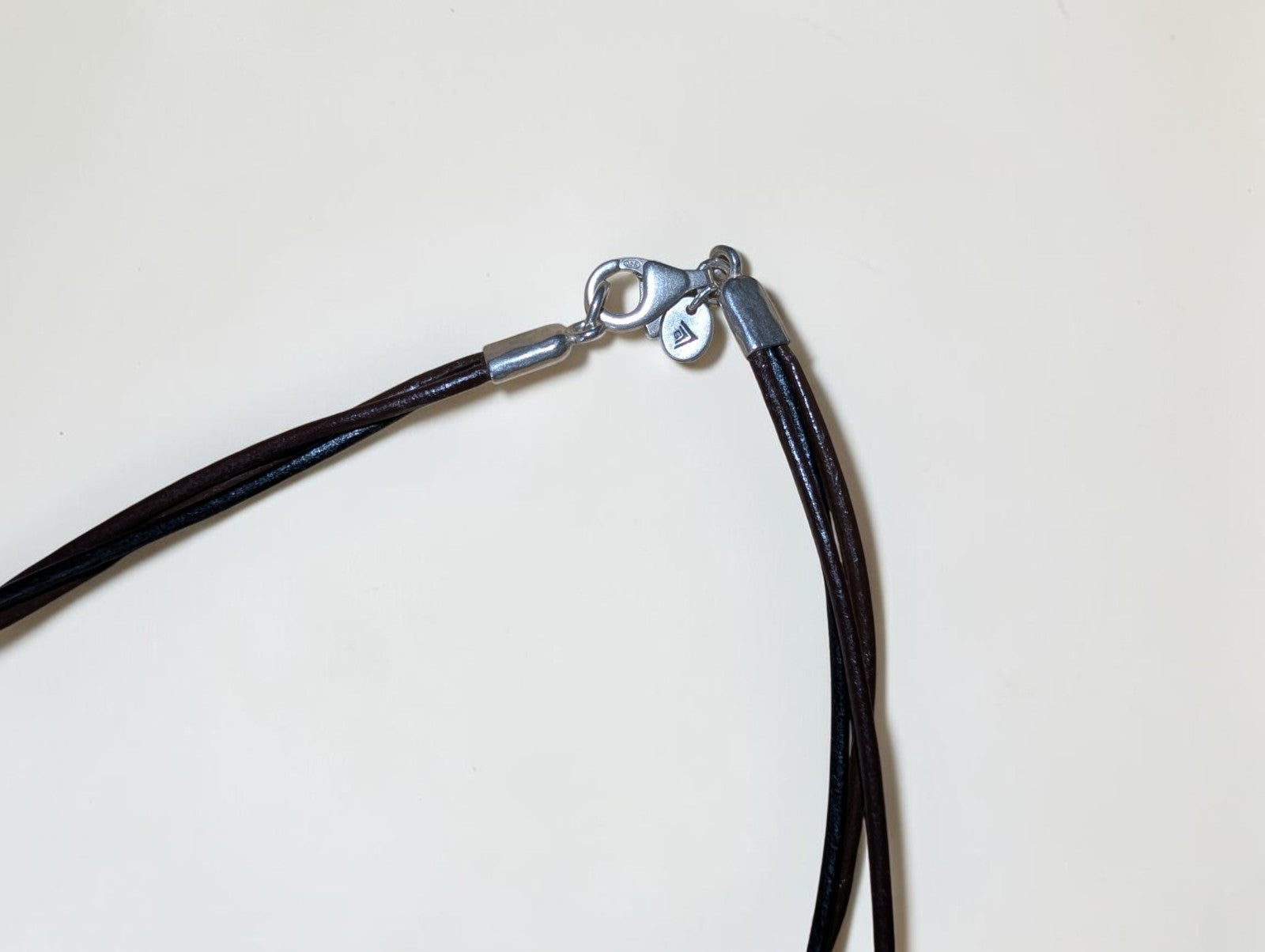 Silpada Liquid Sterling Silver Tube Bead and Leather Necklace 3 Strand, 30"