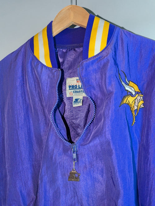 90s Minnesota Vikings Starter Pullover Windbreaker Jacket, Men's XL