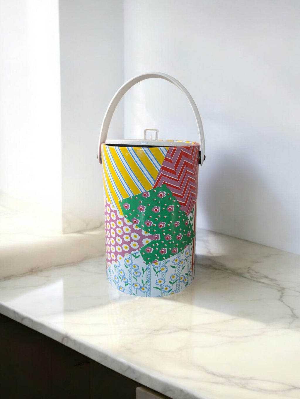 Vintage 60's-70's Patchwork Ice Bucket