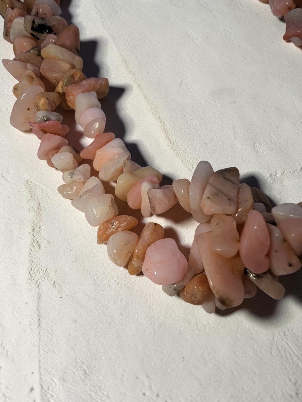 Puruvian Pink Opal Chip Bead Strand Necklace, 32"