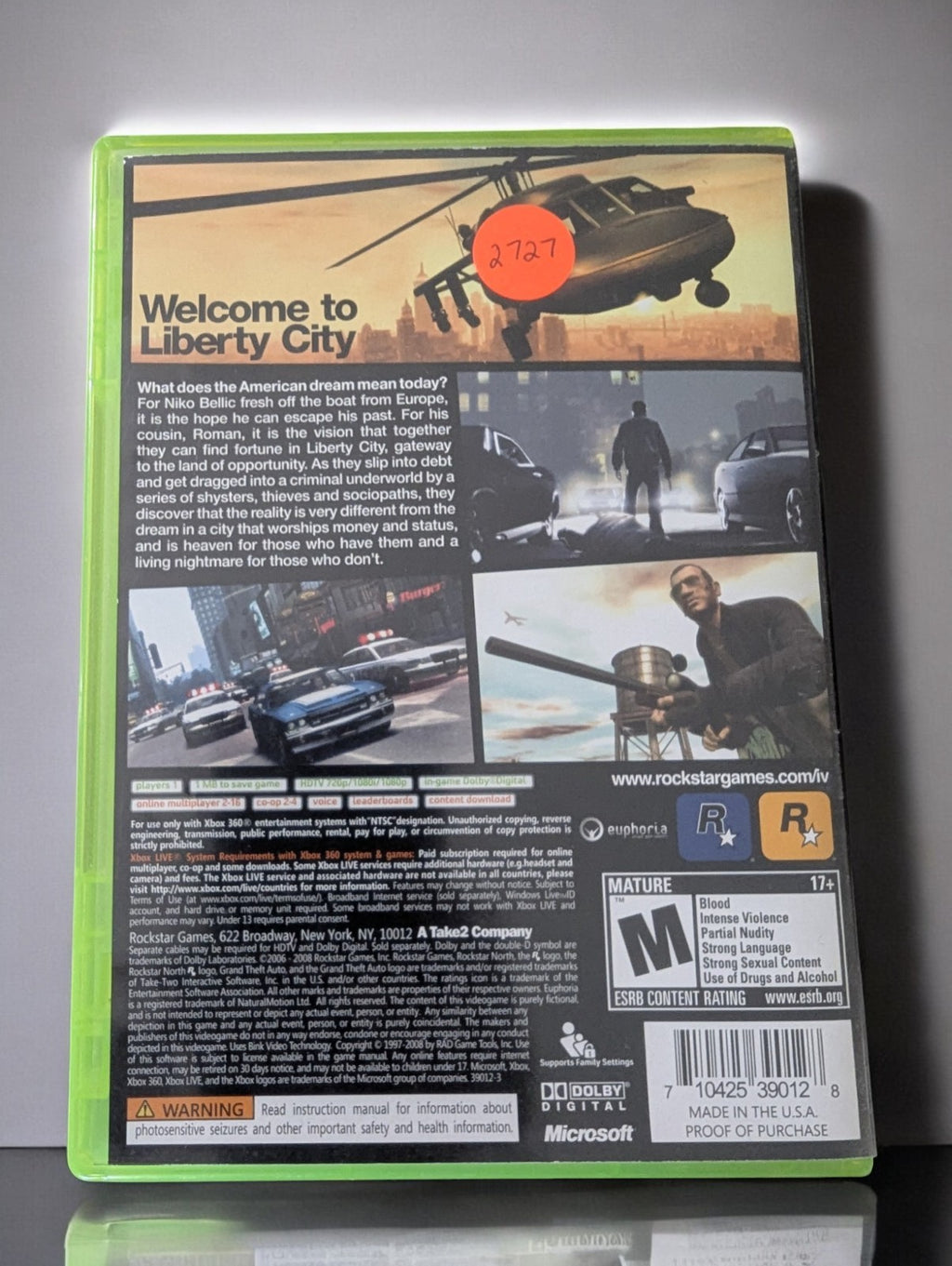 Xbox 360 Grand Theft Auto IV Game with Manual and Map, Great Condition