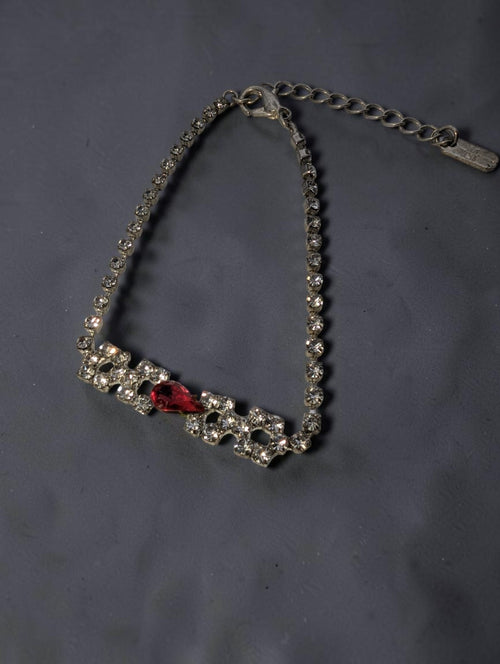 Christina Collection Red and White Crystal Bracelet, 7.5"