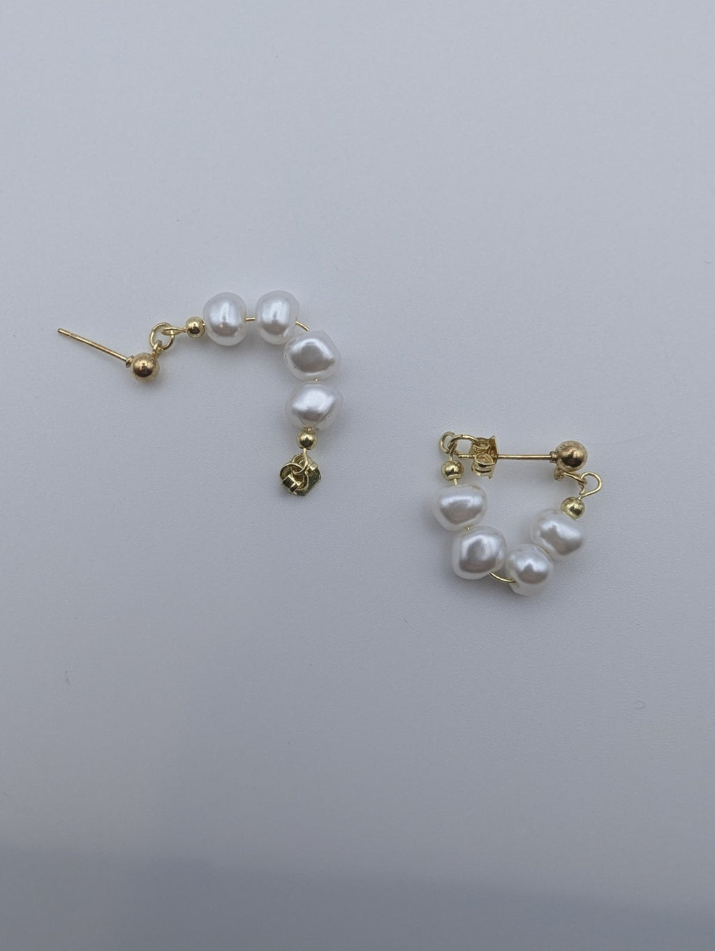 Natural Pearl 925 Gold Plated Hoop Stud Earrings