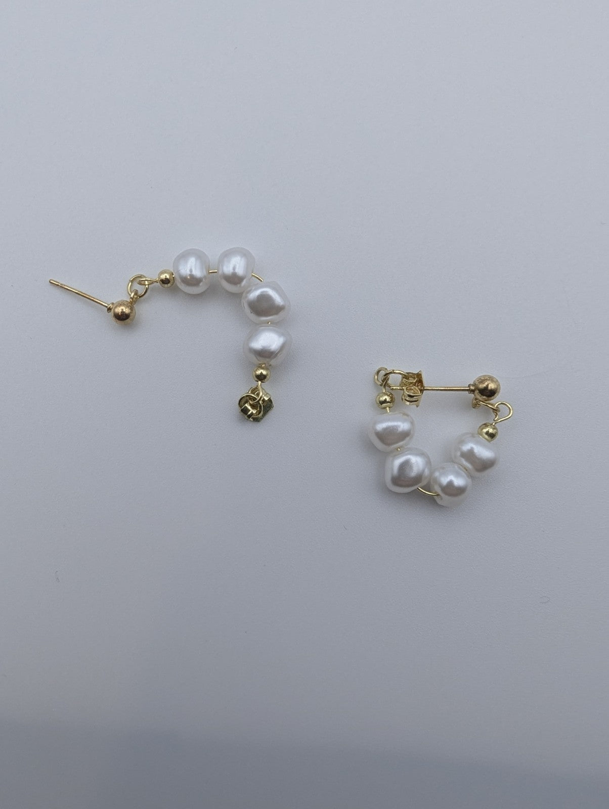Natural Pearl 925 Gold Plated Hoop Stud Earrings