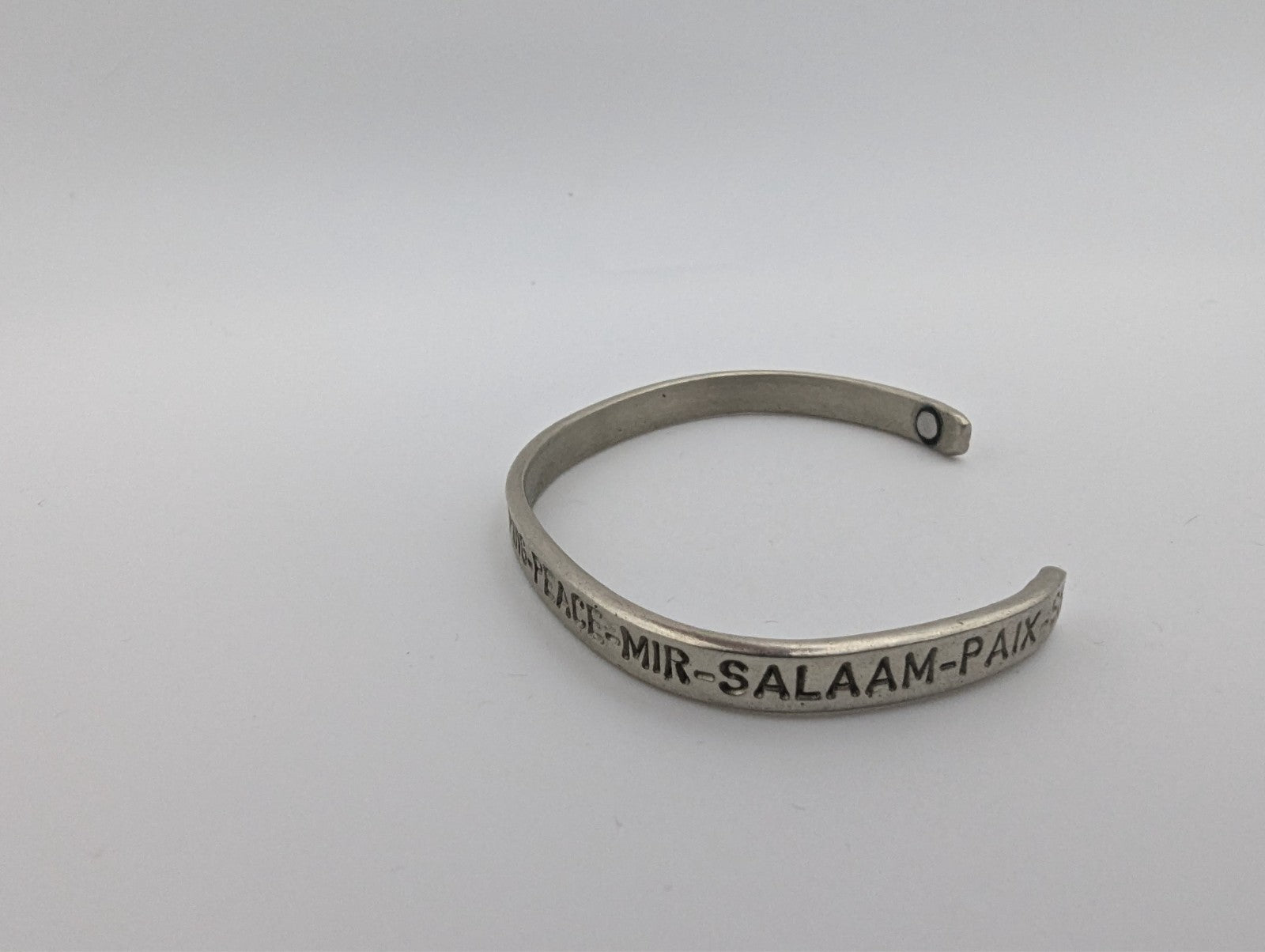 Sergio Lub Peace Silver Magnetic Bracelet, German Silver 7"