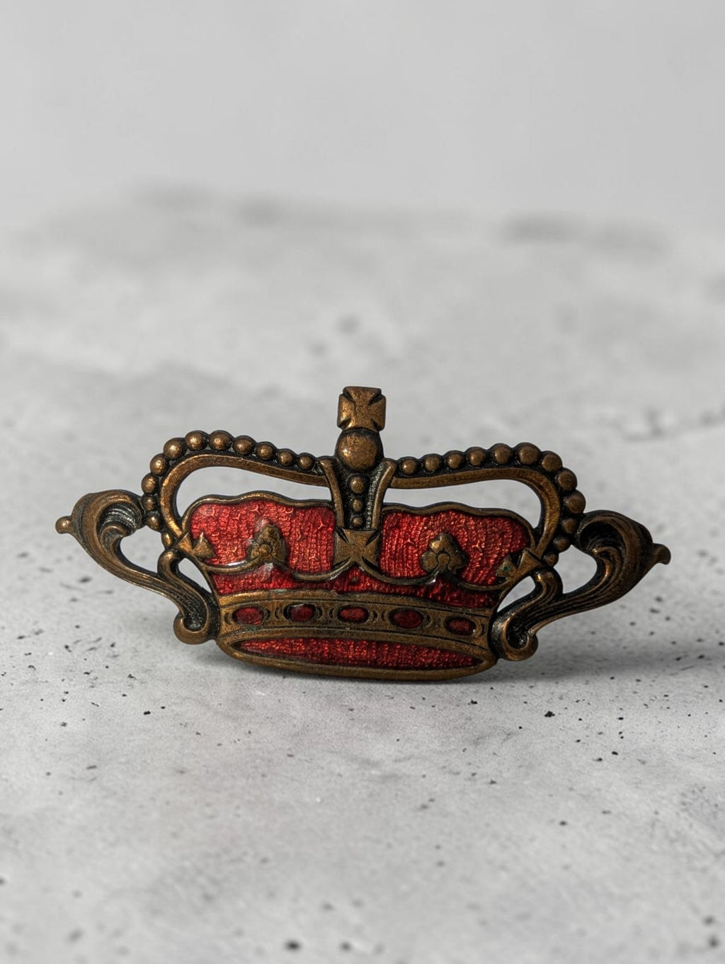 Vintage Enamel Crown Brooch Pin