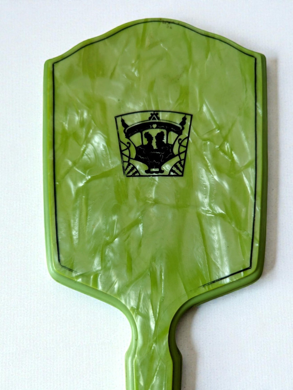 Vintage Green Marbled Hand Mirror