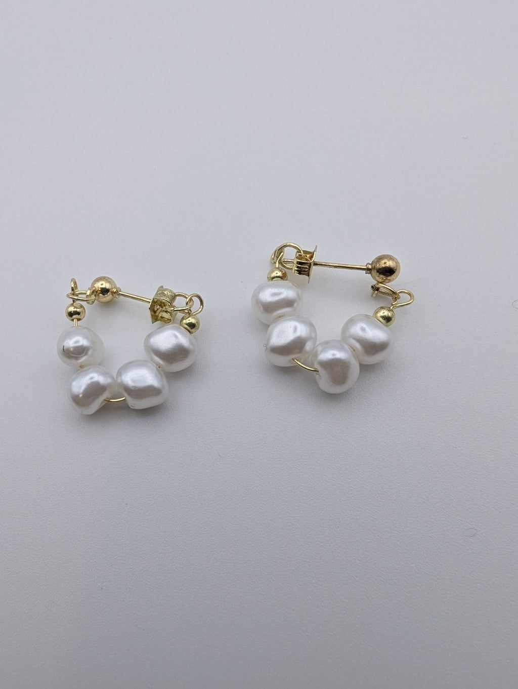 Natural Pearl 925 Gold Plated Hoop Stud Earrings