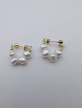 Natural Pearl 925 Gold Plated Hoop Stud Earrings