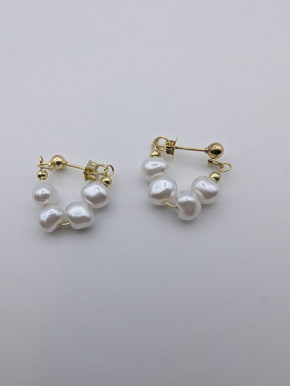 Natural Pearl 925 Gold Plated Hoop Stud Earrings