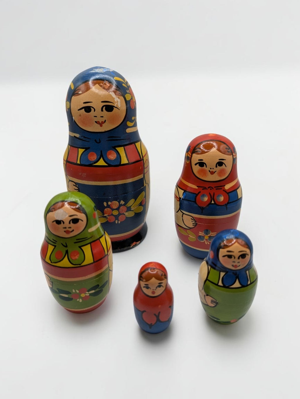 Vintage Hand Painted Wooden Russian Nesting Doll