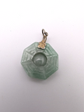 Green Jade Carved Bagua Eight Trigrams Pendant, 1"