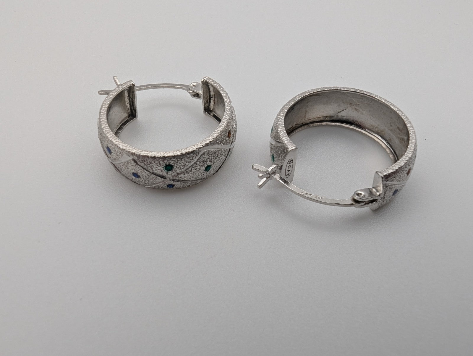 Vintage Avon sterling silver 925 bangle bracelet and matching hoop earrings set