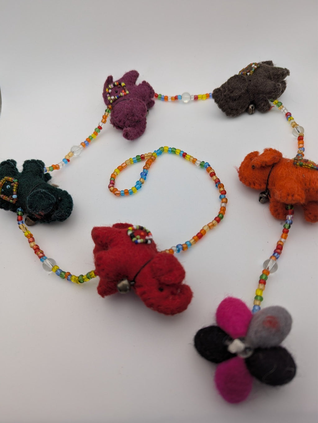 Trukado Felt Beaded Elephant Mobile, Window Decor 32"