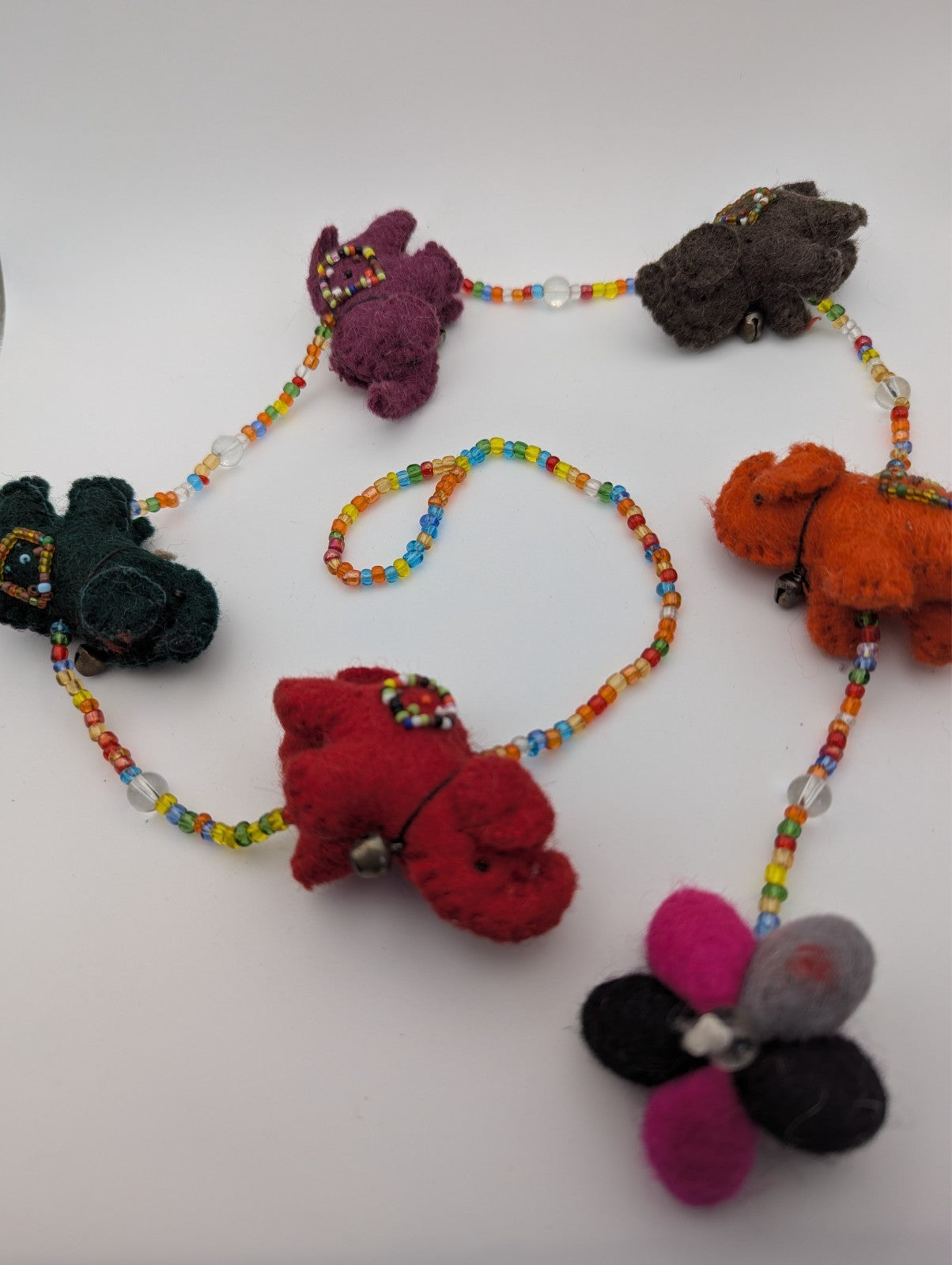 Trukado Felt Beaded Elephant Mobile, Window Decor 32"