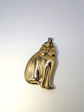 Vintage Laurel Burch "Fat Cat" Pendant, Gold-Tone 1.5"