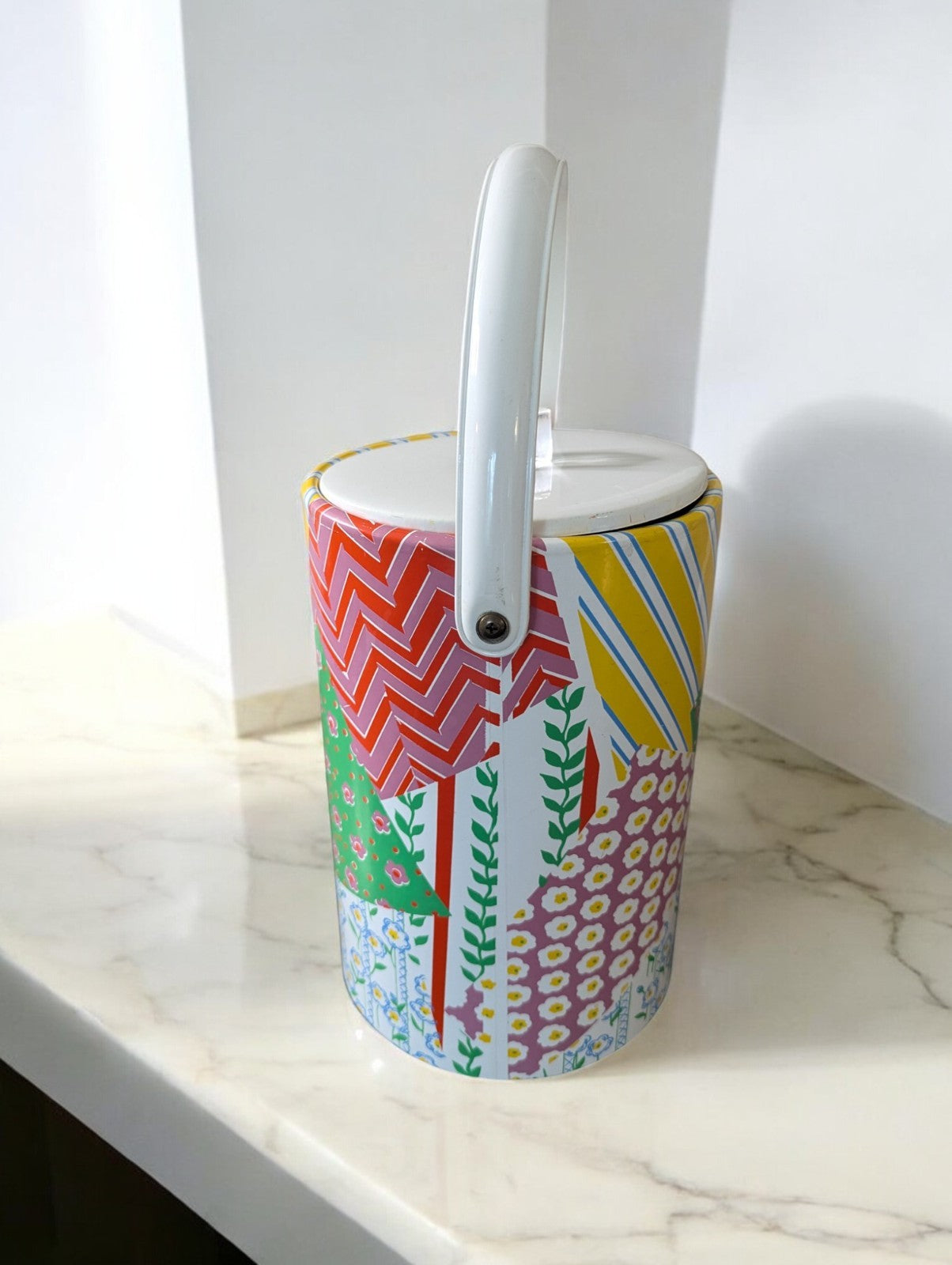 Vintage 60's-70's Patchwork Ice Bucket