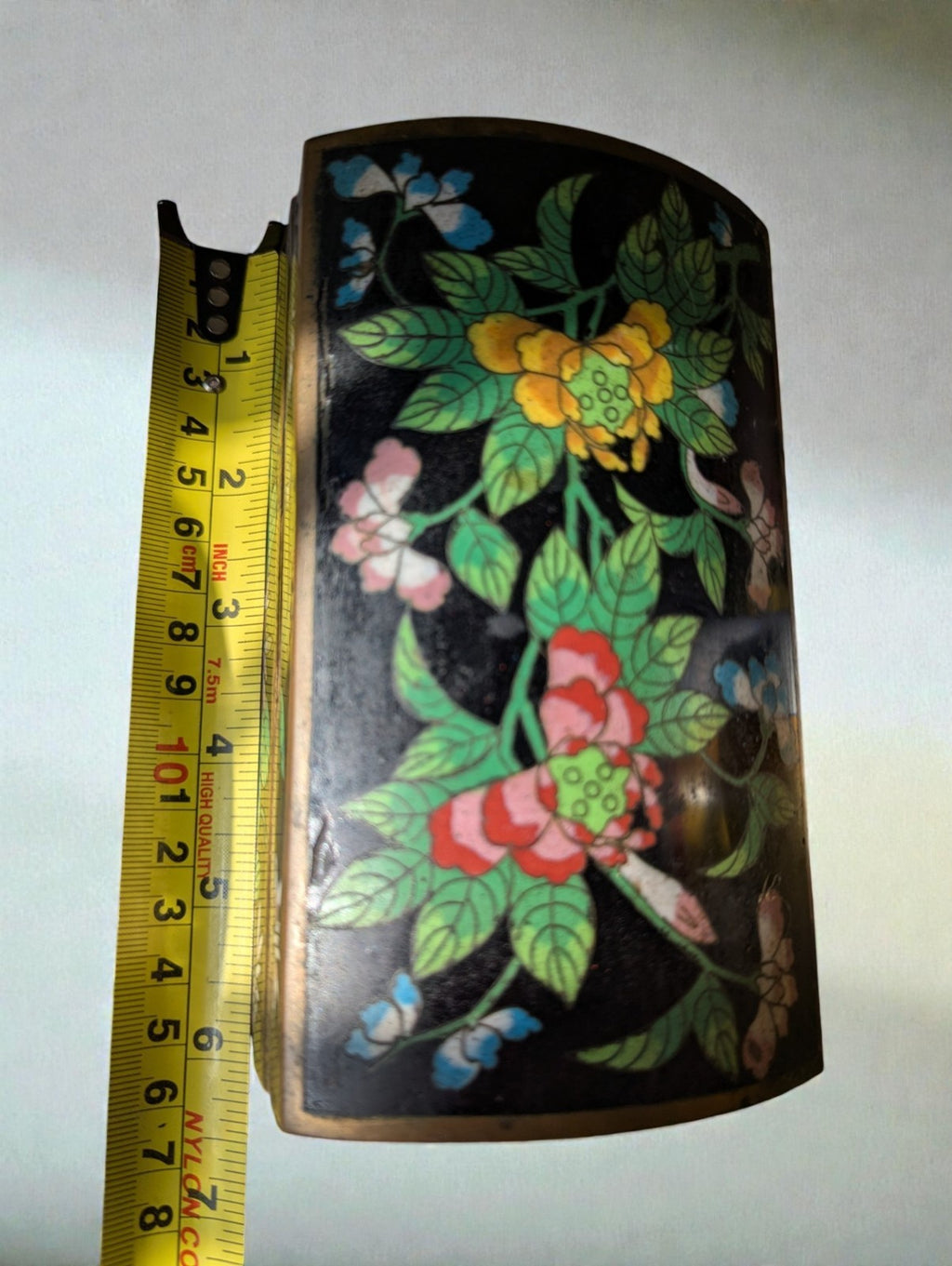 Antique Chinese Cloisonne Enamel Trinket Jewelry Box