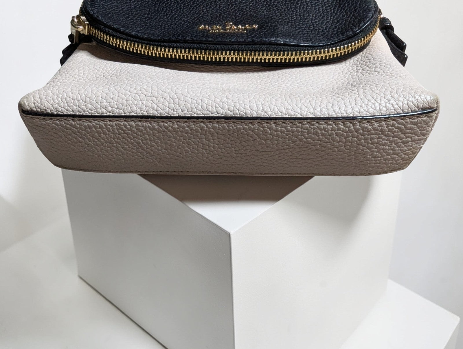 Kate Spade New York Jackson Street Harlyn Leather Crossbody Bag, Beige and Black